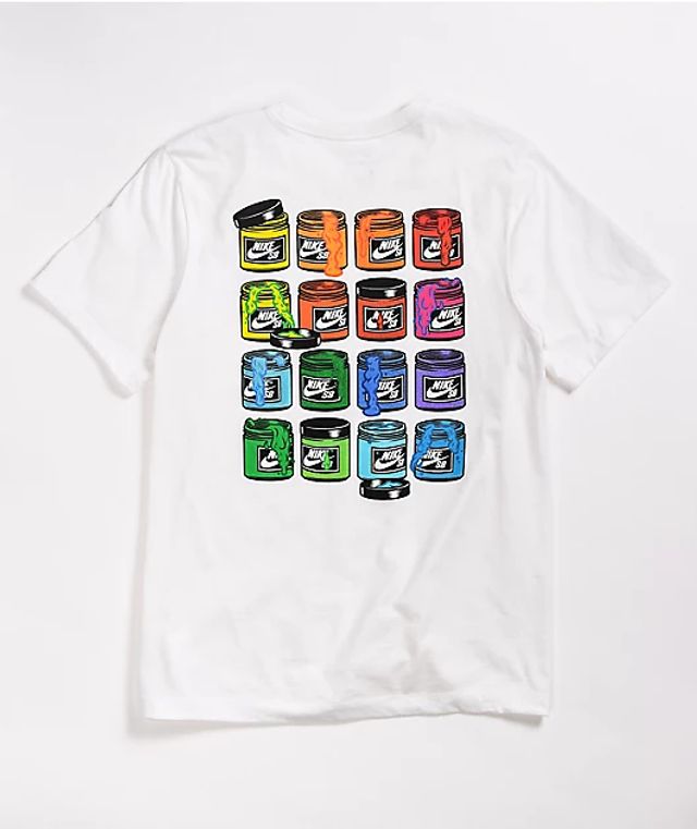 Nike SB Paint Cans White T-Shirt - Size: M - Men's Clothing - T-shirts - Graphic - at Zumiez