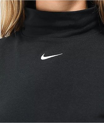 nike essentials mock neck cropped sweatshirt in gray