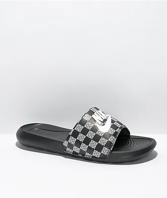 Nike Victori One Printed Black & White Checkered Slide Sandals