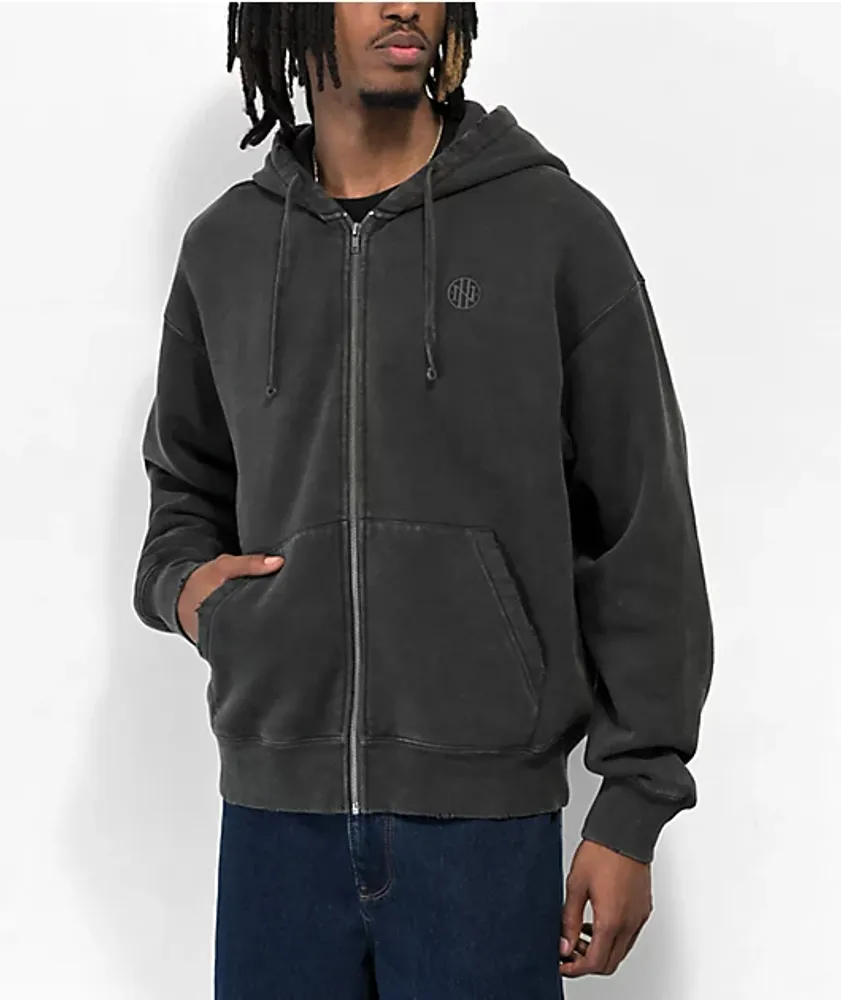 Distressed Zip Up Hoodie