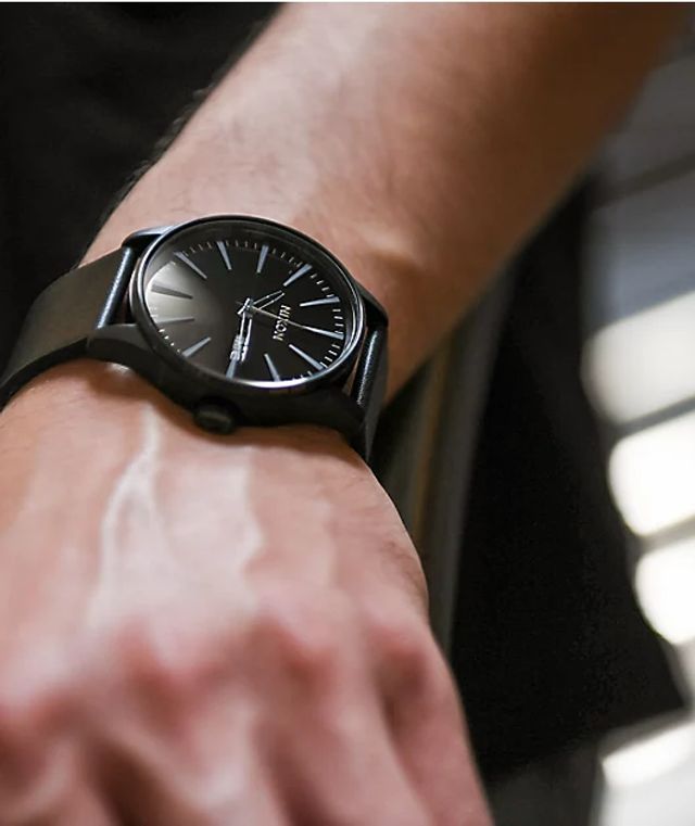 Sentry Leather Watch, All Black