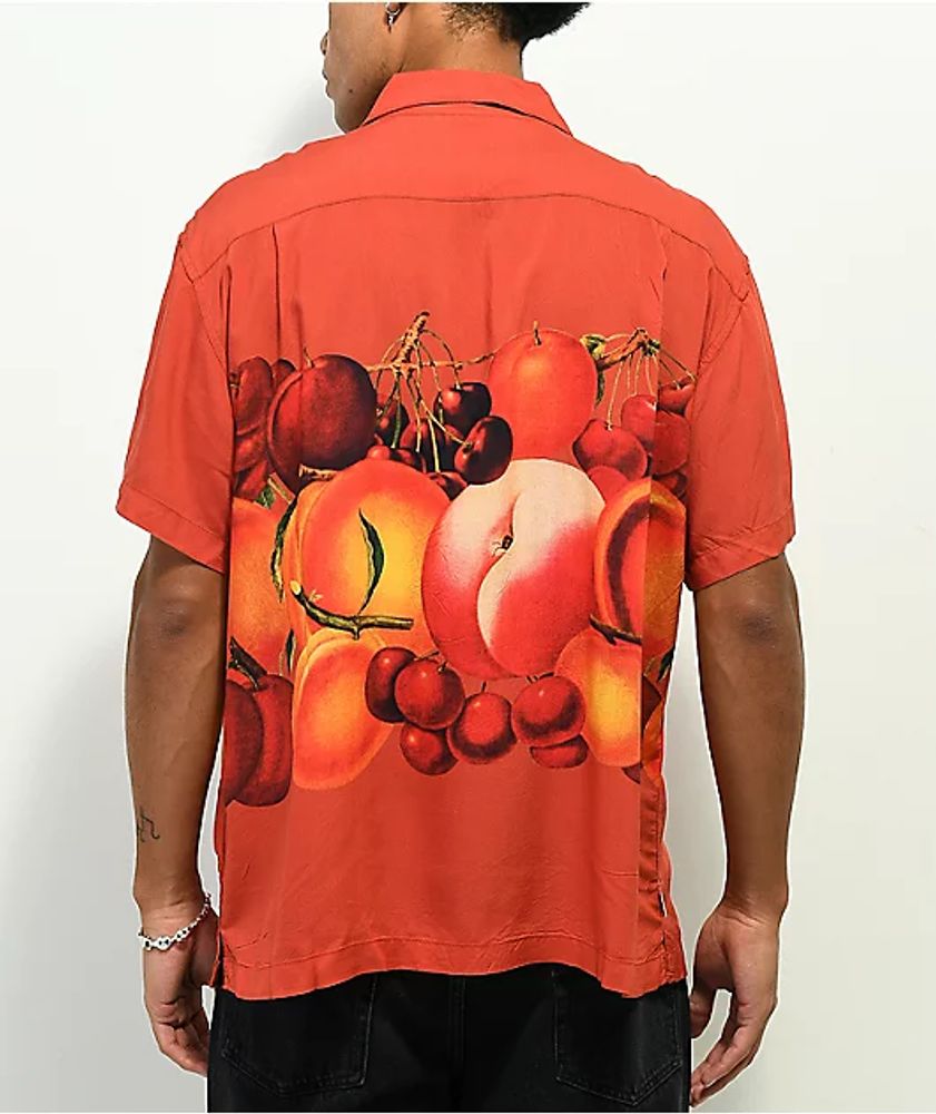 Obey Fruit Bowl Red Short Sleeve Button Up Shirt