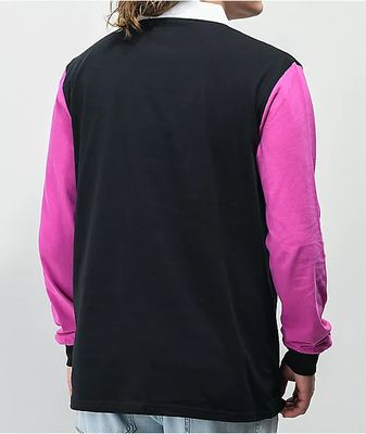Odd Future Colorblock Purple & Black Long Sleeve Polo Shirt