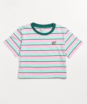 Odd Future Mint & Pink Stripe Crop T-Shirt