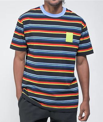Odd Future Rubber Logo Black & Blue Stripe Knit T-Shirt