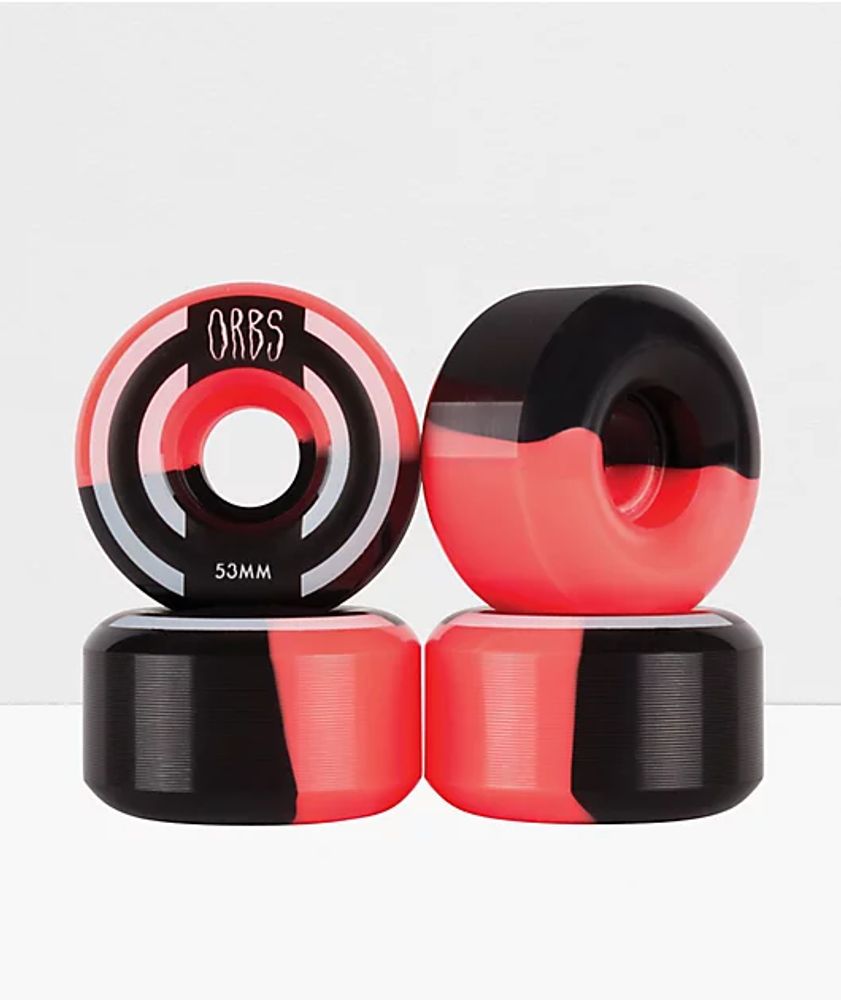 Orbs Wheels Apparitions Splits 53mm 99a Neon Coral & Black Skateboard Wheels
