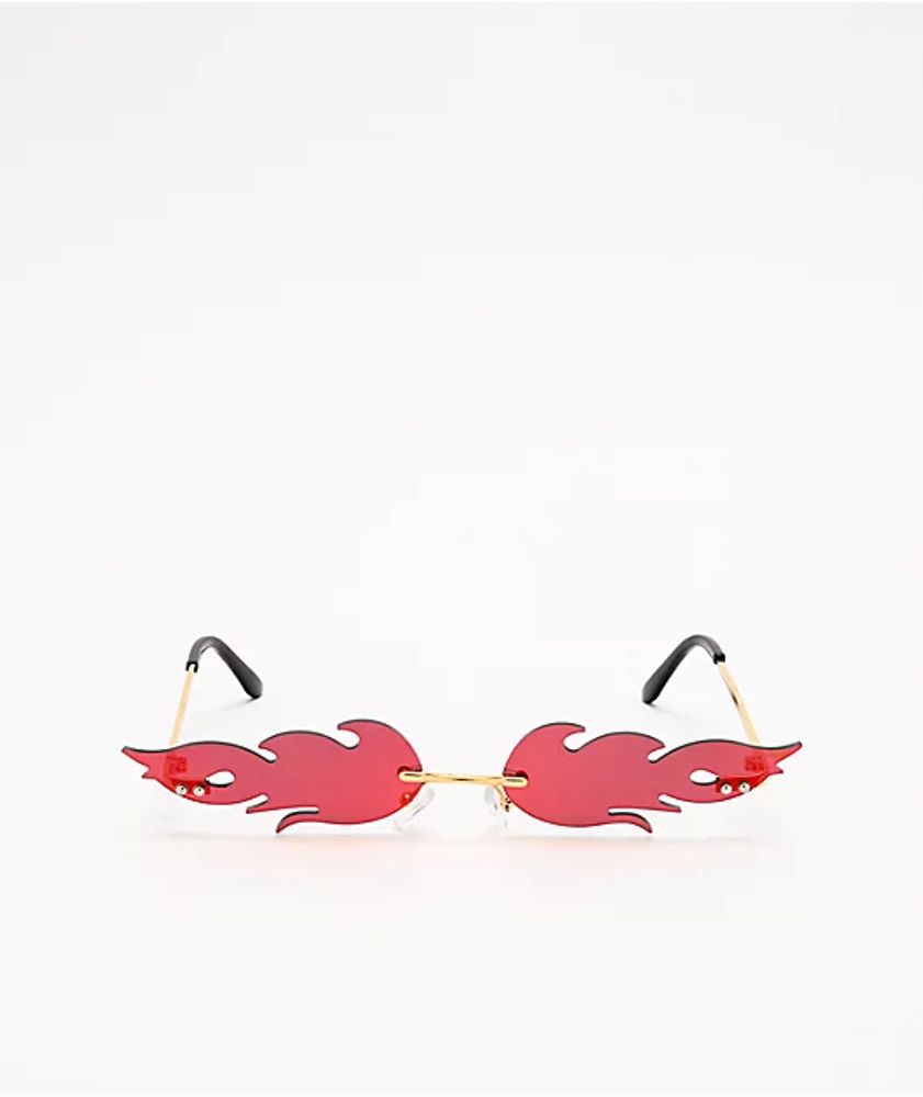 Petals and Peacocks Flames Red & Gold Sunglasses