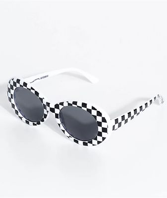 Petals and Peacocks Nevermind White Checkerboard Sunglasses