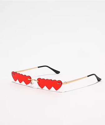 Petals and Peacocks Pusos Red Hearts Sunglasses