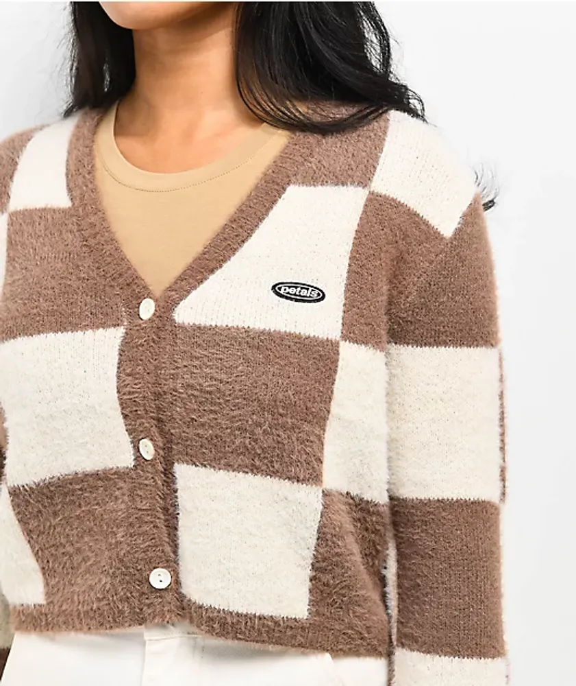 CHECKERED BROWN CARDIGAN