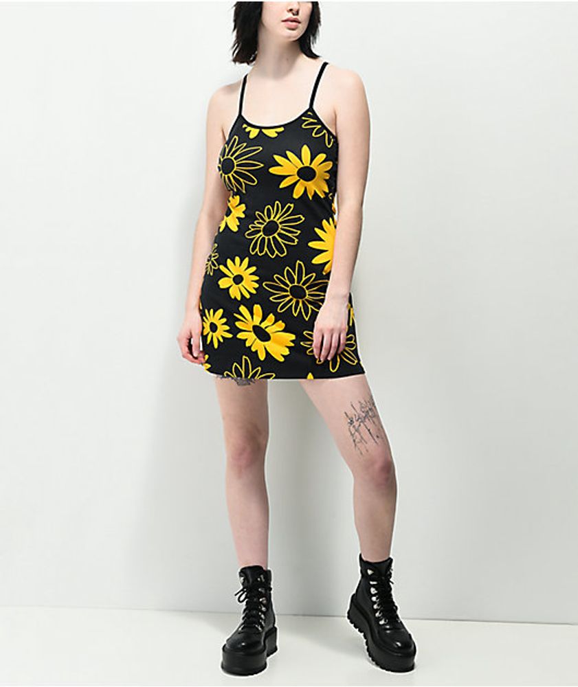 Petals by and Peacocks Floral Field Black Tank Top Dress