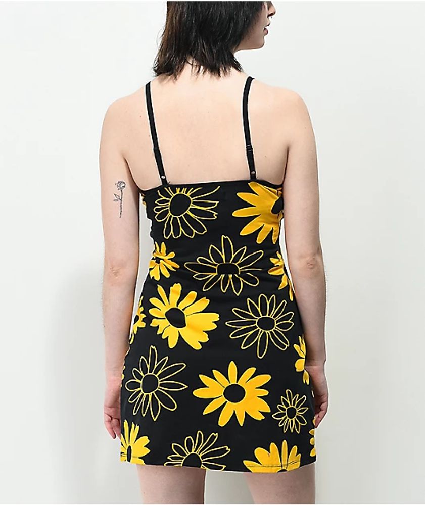 Petals by and Peacocks Floral Field Black Tank Top Dress