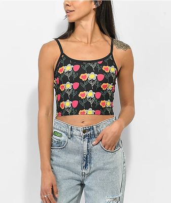 Petals by and Peacocks You Can't Sit With Us Black Crop Tank Top