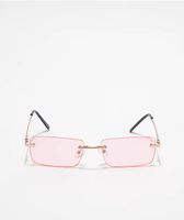 Pink & Gold Rectangle Sunglasses