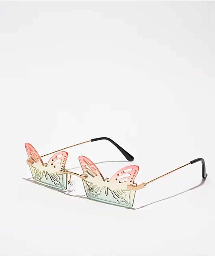 Pink & Green Butterfly Sunglasses