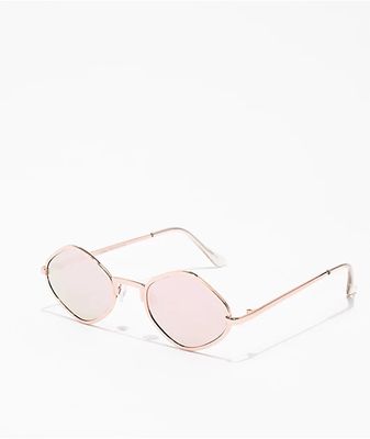 Pink & Rose Gold Frame Oval Sunglasses