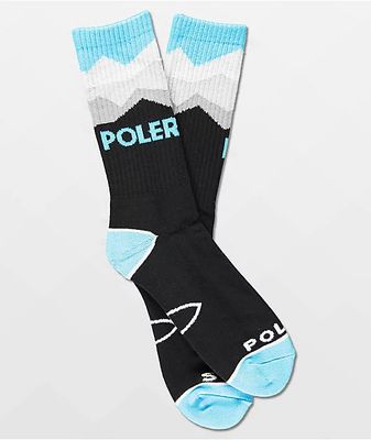 Poler Mountain Black & Blue Crew Socks
