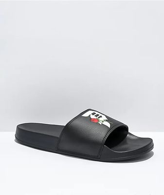 Primitive Rosebud Black Slide Sandals