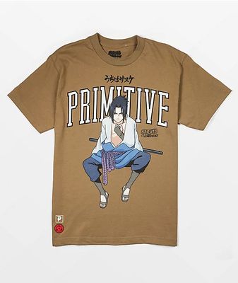 Primitive x Naruto Shippuden Sasuke Curse Mark Tan T-Shirt