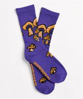 Psockadelic Vintage Shrooms Purple Crew Socks