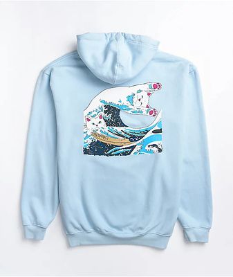Great Wave Of Nerm Light Blue Hoodie 