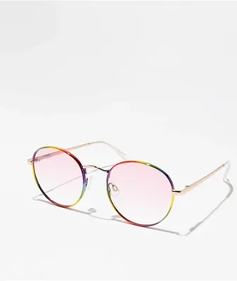 Rainbow Metal Round Sunglasses