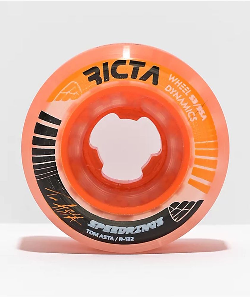 Ricta Asta Speedrings 53mm 95a Clear Orange Skateboard Wheels