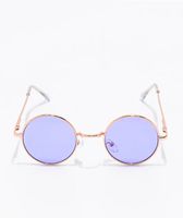 Rose Gold & Purple Round Sunglasses