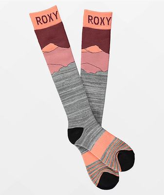 Roxy Misty Pink & Grey Snowboard Socks