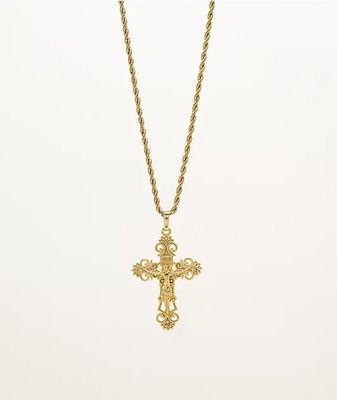 Saint Midas Cross 10" Gold Chain Necklace