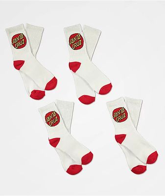 Santa Cruz Boys 4 Pack White Crew Socks