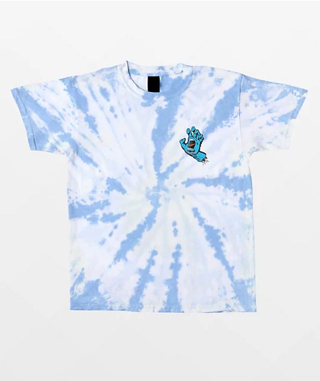 Santa Cruz Kids Scream Hand Blue Tie Dye T-Shirt