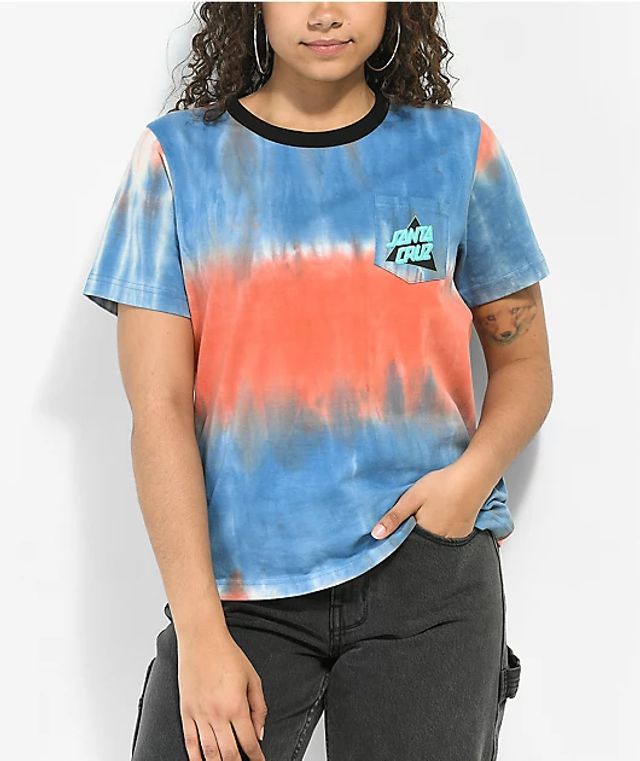 Santa Cruz Wave Dot Blue Tie Dye T-Shirt