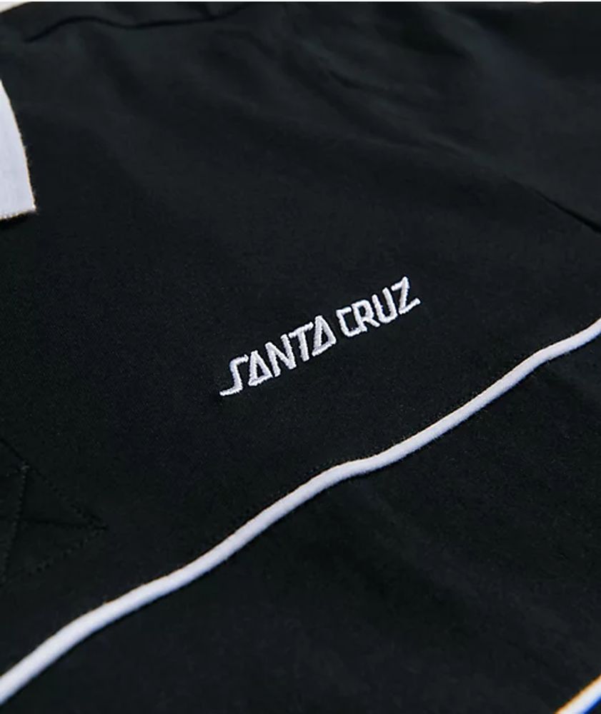 Santa Cruz Strip Block Black Long Sleeve Polo Shirt