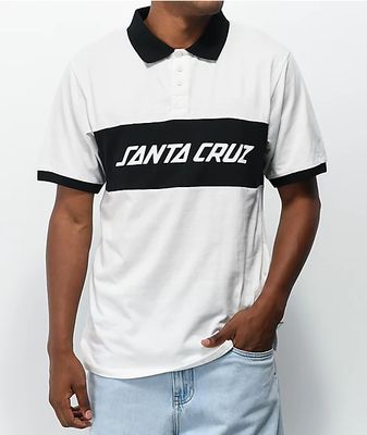 Santa Cruz Strip Block Off-White & Black Polo Shirt