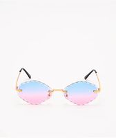 Scalloped Blue & Purple Ombre Sunglasses