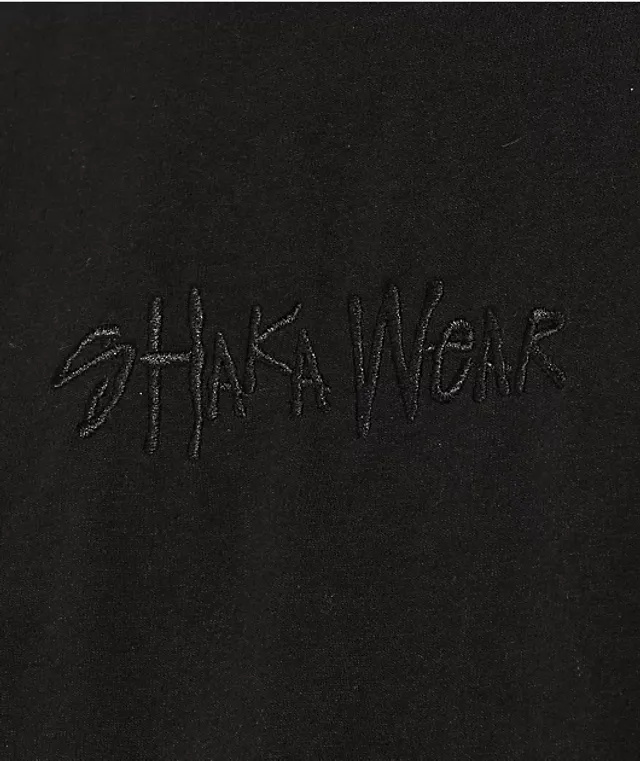 Shaka Wear Embroidered Logo Garment Dye Black Heavyweight T-Shirt