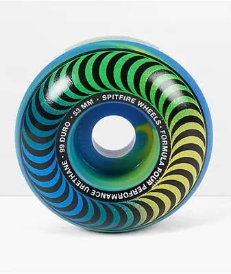 Spitfire Formula Four Multiswirl Yellow & Blue 53mm 99d Skateboard Wheels