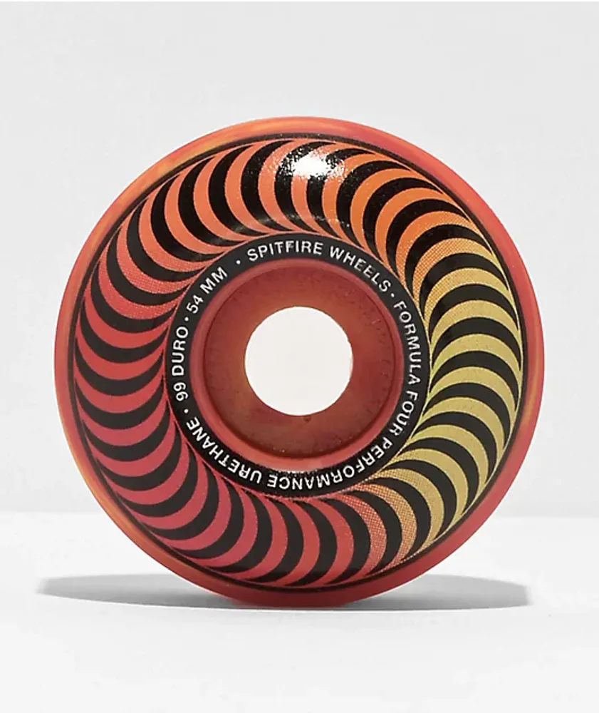 Spitfire Formula Four Swirled Classic Red & Yellow 53mm 99d Skateboard Wheels