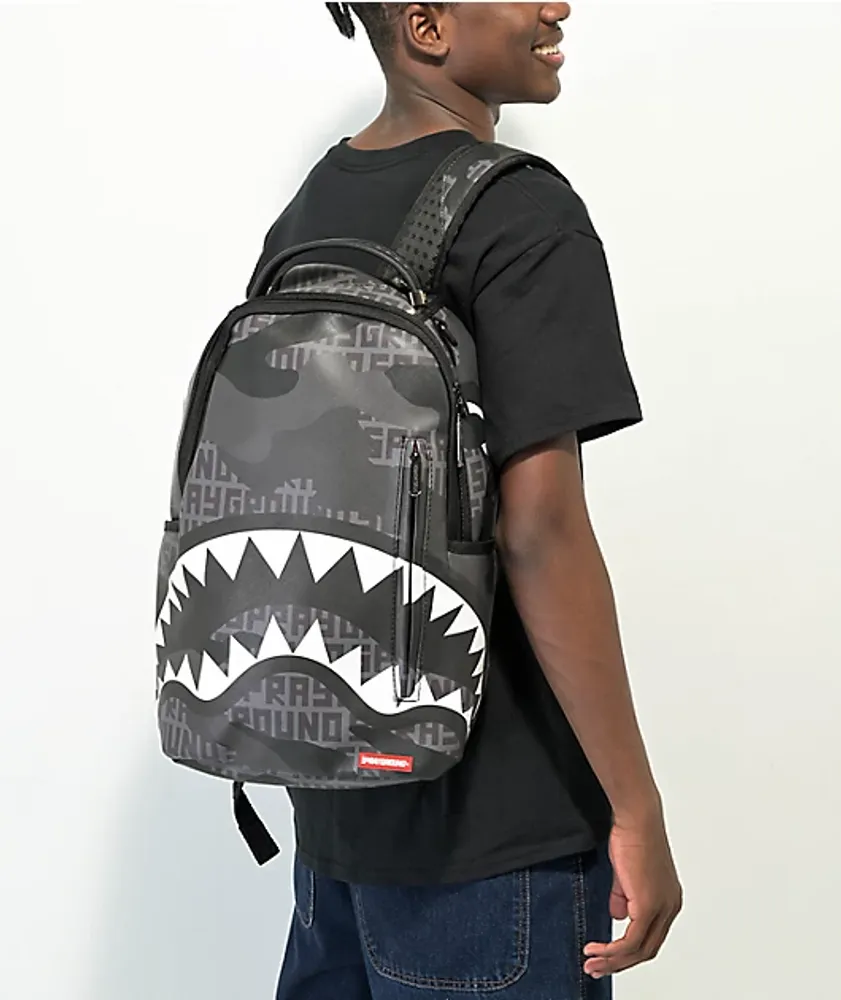 Sprayground Camo Branded Dlx Backpack in Gray