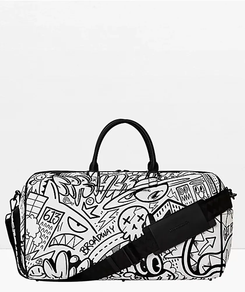 Sprayground Doodle Black & White Duffle Bag