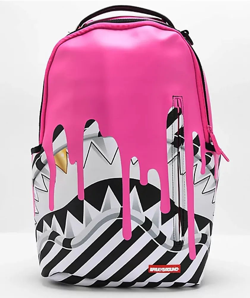 Sprayground Backpack Pink Shark Mouth Black Books Bag BRAND NEW