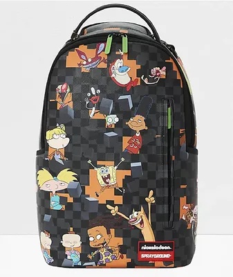 Sprayground x Nickelodeon Nicktoons Bust Through Black & Grey Checkered Backpack