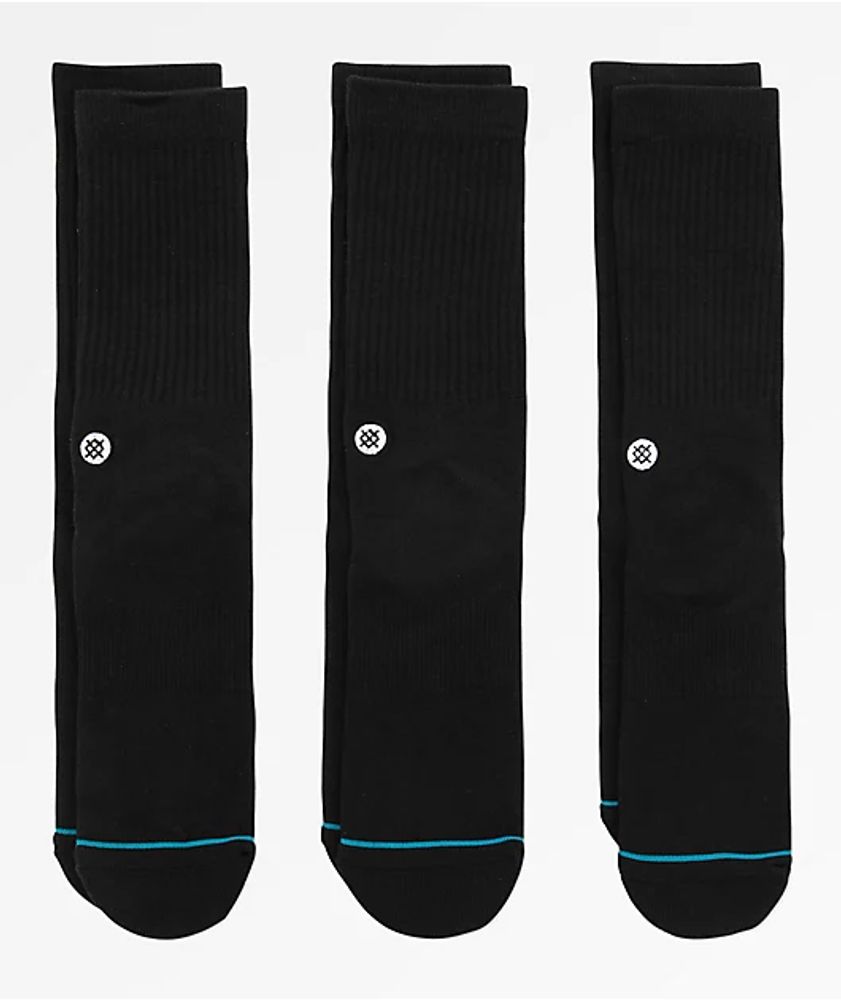 Stance Icon Black 3 Pack Crew Socks