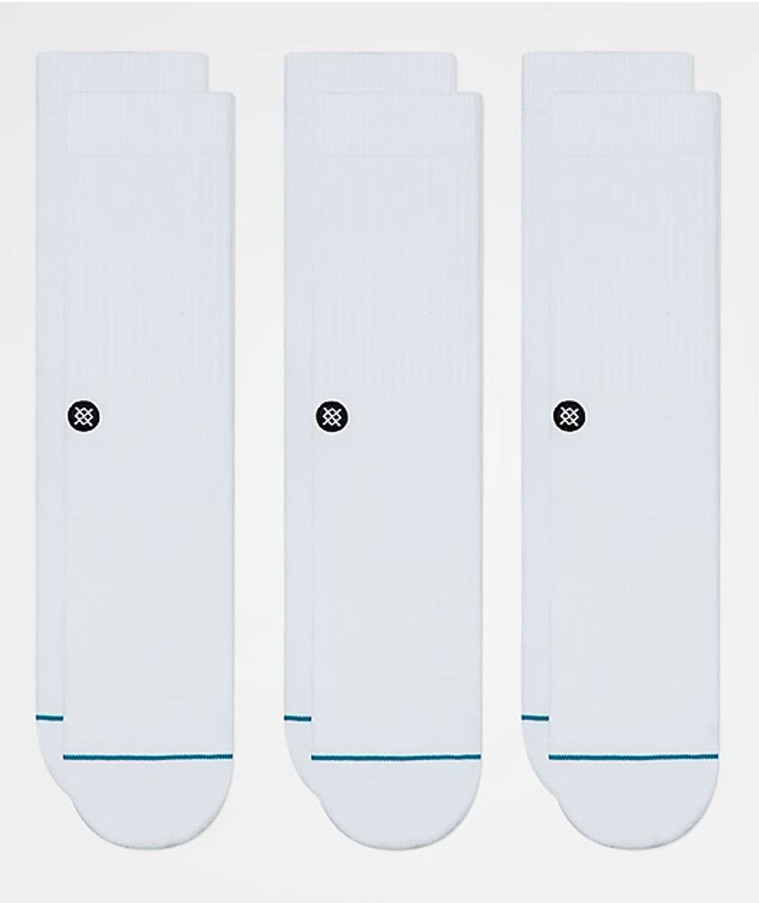 Stance Icon White 3 Pack Crew Socks
