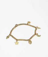 Stone + Locket Space Gold Charm Bracelet
