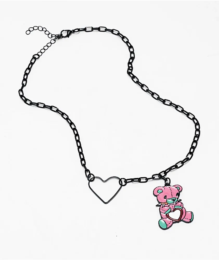 Zumiez Stone + Locket Spike Bear 10 Black Chain Necklace