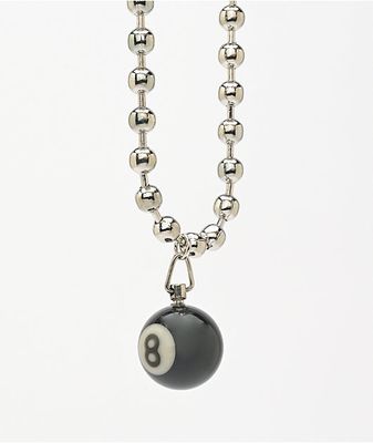 Teen Hearts 8-Ball 7" Silver Beaded Necklace
