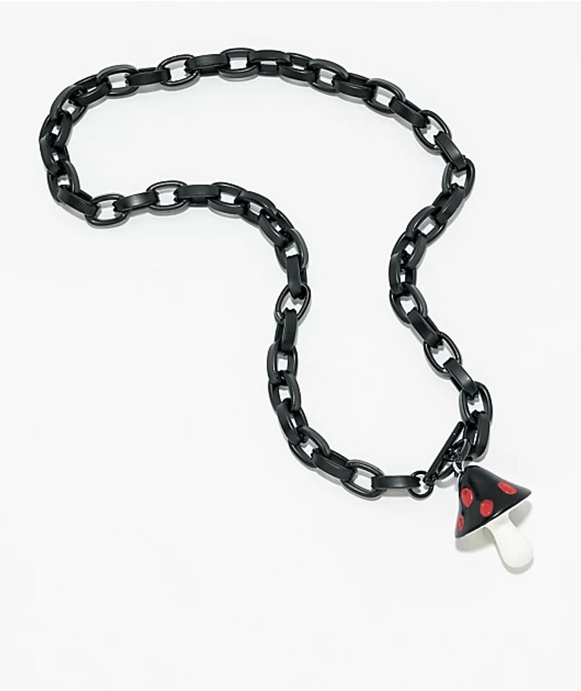 Teen Hearts Poison Shroom 9" Black Chain Necklace