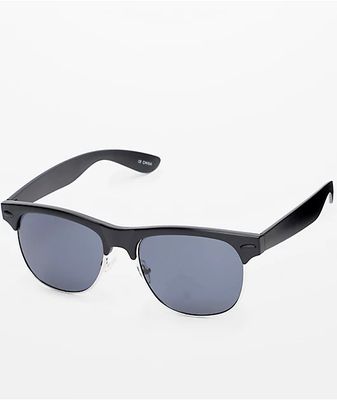 Temple Retro Black & Silver Sunglasses
